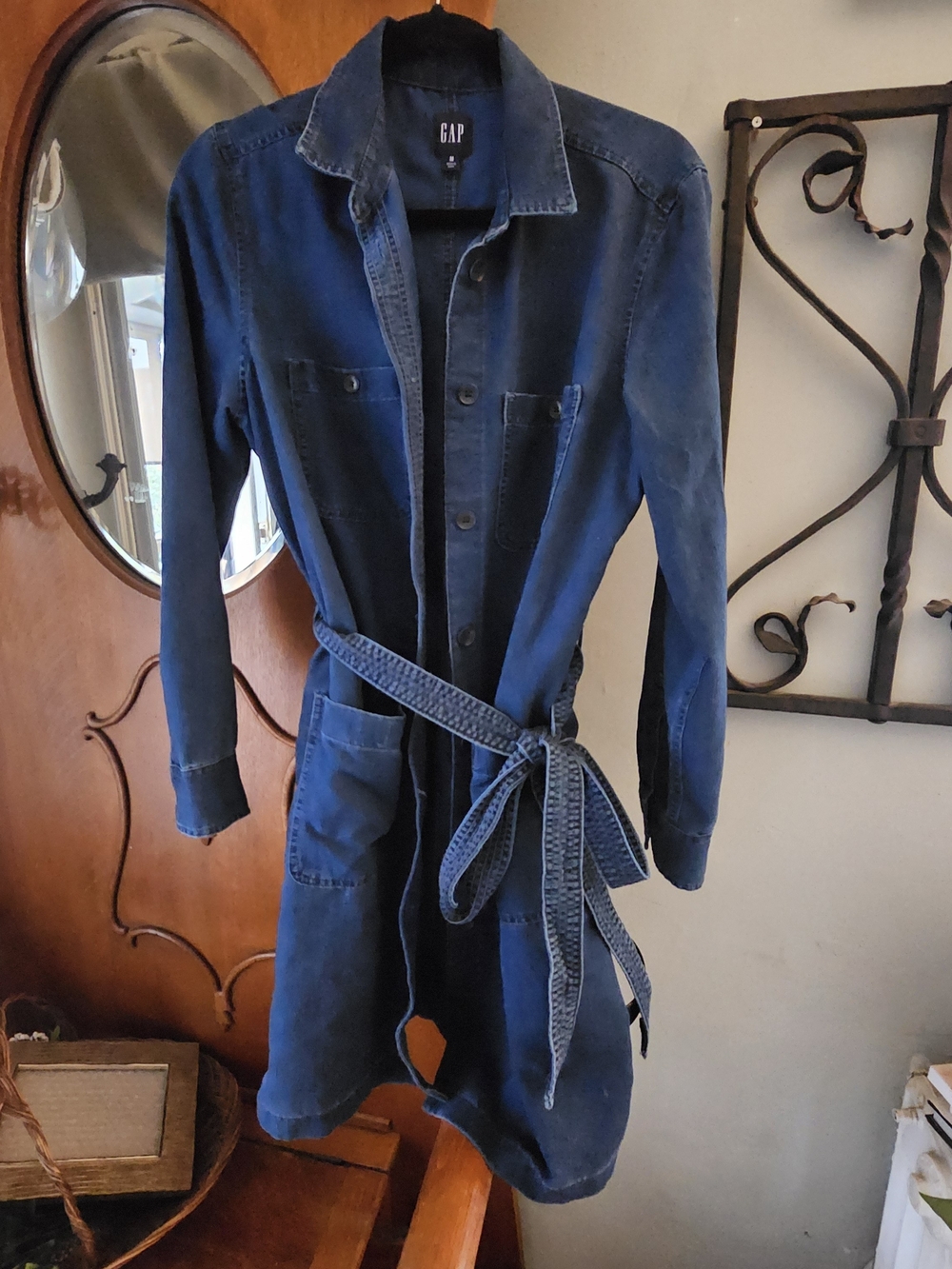 GAP Denim Shirt Dress with Tie Waist – Medium